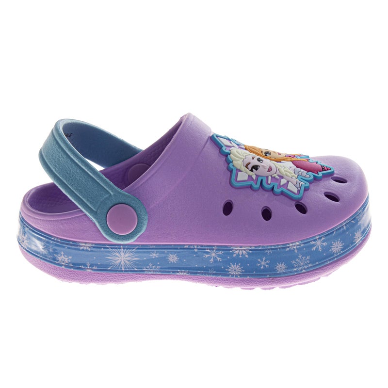 Josmo Frozen Girls Clog Sandals Elsa & Anna Slip-On Slides Closed Toe Clogs with Backstrap Summer Beach Pool Shoes- Lavender Blue Size 9-10 Toddler - Image 1