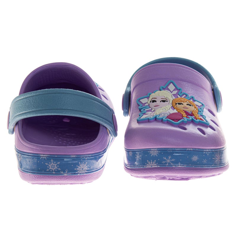 Josmo Frozen Girls Clog Sandals Elsa & Anna Slip-On Slides Closed Toe Clogs with Backstrap Summer Beach Pool Shoes- Lavender Blue Size 9-10 Toddler - Image 2