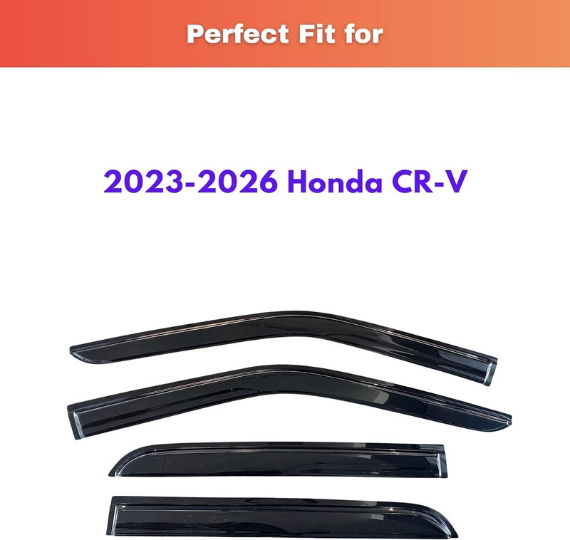 KPY Window Visor for Honda CR-V 2023-2026, 4PC Rain Guard Side Window Vent Deflectors - Image 2