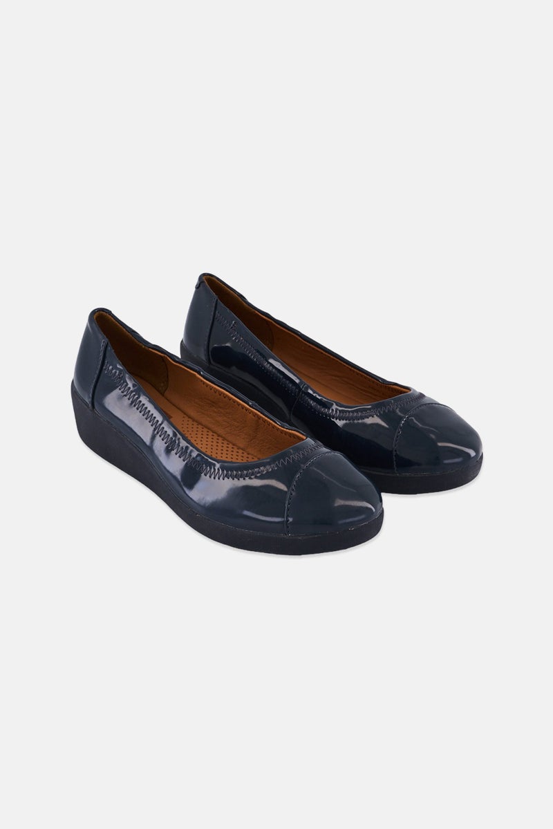 FitFlop Women F-Pop Ballerina Slip On Shoes, Navy  - Image 1