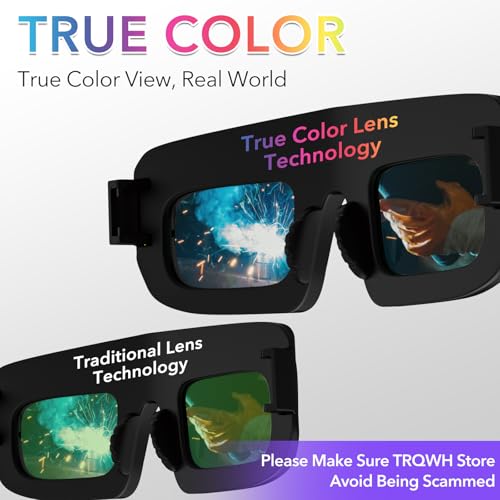 TRQWH Welding Glasses Auto Darkening Safety Goggles Solar True Color Welder Glasses Eyes Protective PC Lens Welder Mask Welding Helmet for TIG MIG ARC Weld Plasma Cut Grinding - Image 2