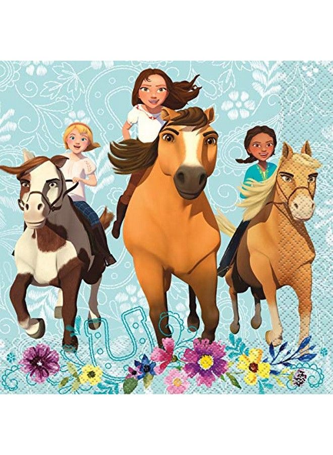 Unique Spirit Riding Free Horse Birthday Party Supplies Bundle Includes Dessert Plates Lunch Plates Napkins Cups Table Cover (Bundle For 16) - Image 5