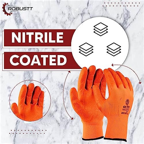 Robustt Nylon Nitrile Half Coated (Back Also) Industrial Safety Hand Gloves (Pack of 5) Anti-Cut | Cut Resistant | Heat Resistant | Industrial Use | for Finger and Hand Protection. - Image 5