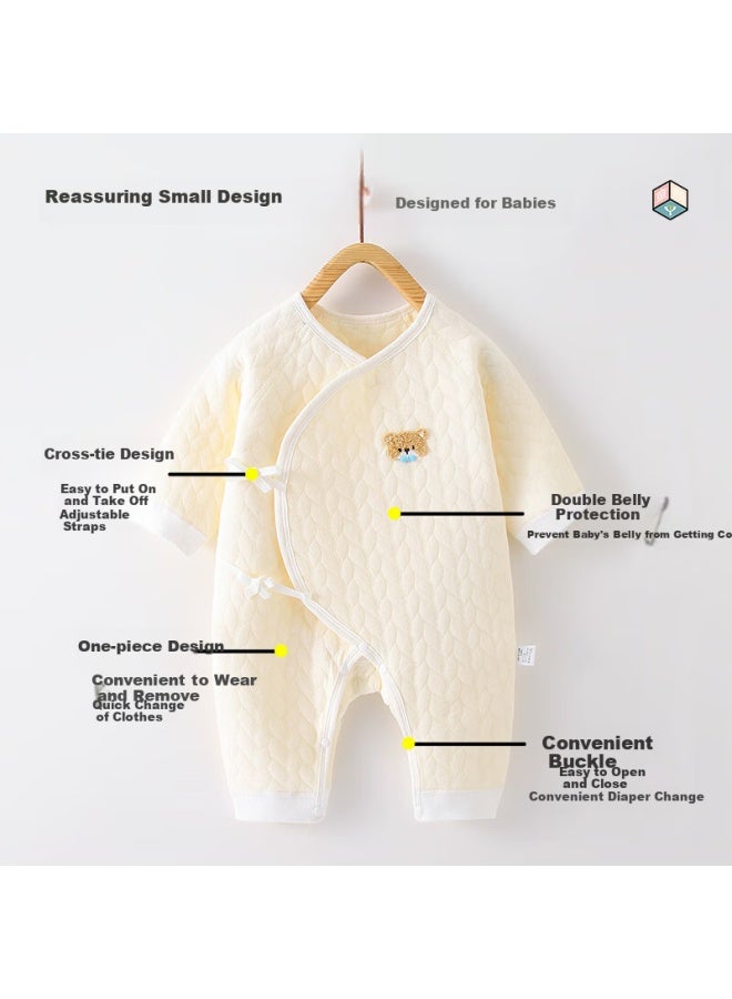 Babyface Tongyan Baby Romper Spring Autumn Winter Pure Cotton Newborn Clothes Infant Butterfly Onesie Monk Outfit 2-piece Set - Image 1