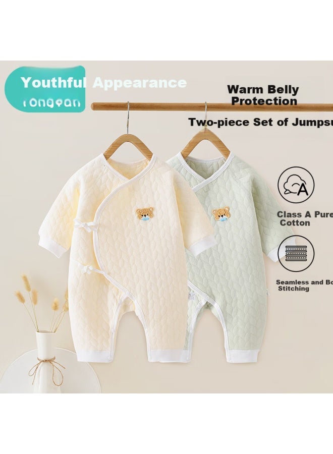Babyface Tongyan Baby Romper Spring Autumn Winter Pure Cotton Newborn Clothes Infant Butterfly Onesie Monk Outfit 2-piece Set - Image 3
