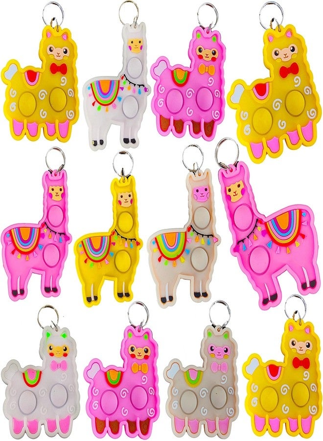 HOZKEAP 24 Packs Alpacas Bulk Mini Pop Fidget Keychain,hoilday Party Favors Supplies Classroom Students Bubble Prize - Image 1