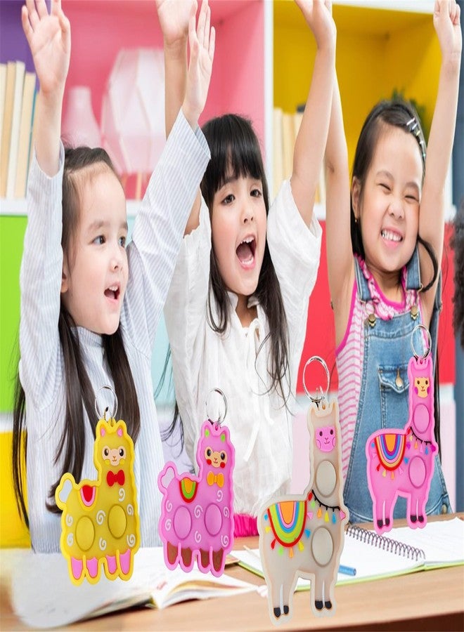 HOZKEAP 24 Packs Alpacas Bulk Mini Pop Fidget Keychain,hoilday Party Favors Supplies Classroom Students Bubble Prize - Image 3