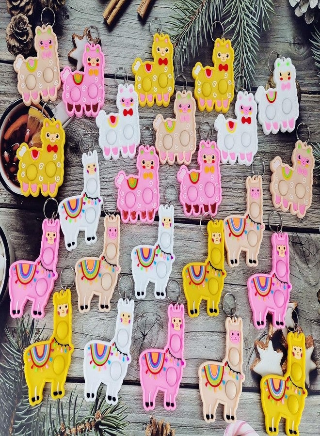 HOZKEAP 24 Packs Alpacas Bulk Mini Pop Fidget Keychain,hoilday Party Favors Supplies Classroom Students Bubble Prize - Image 2