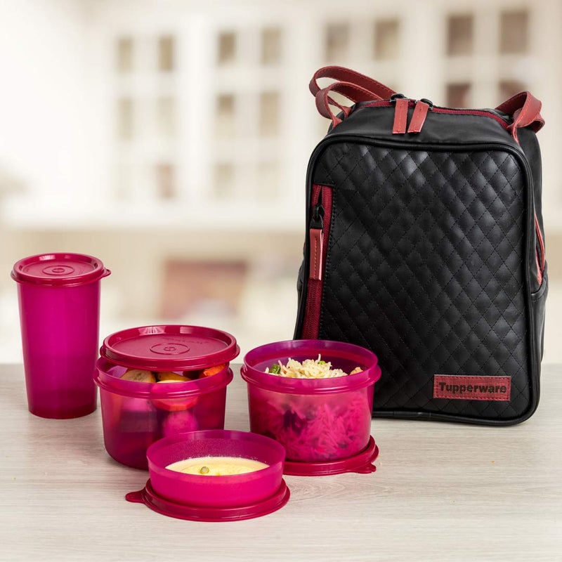 Tupperware Plastic Elegant Lunch Set For Women (Pink) 180 Ml - Image 3