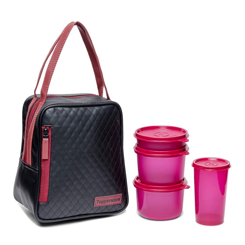 Tupperware Plastic Elegant Lunch Set For Women (Pink) 180 Ml - Image 1