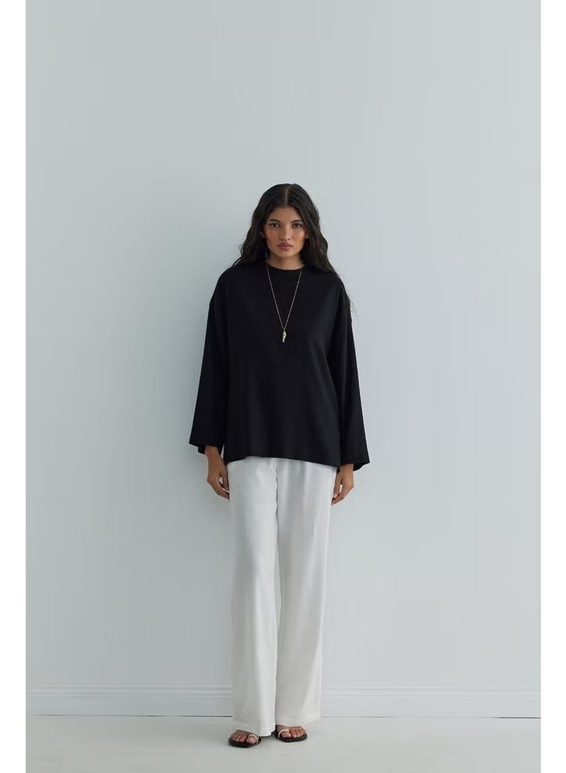 Suud Collection Black Kavala Linen Blouse - Image 1