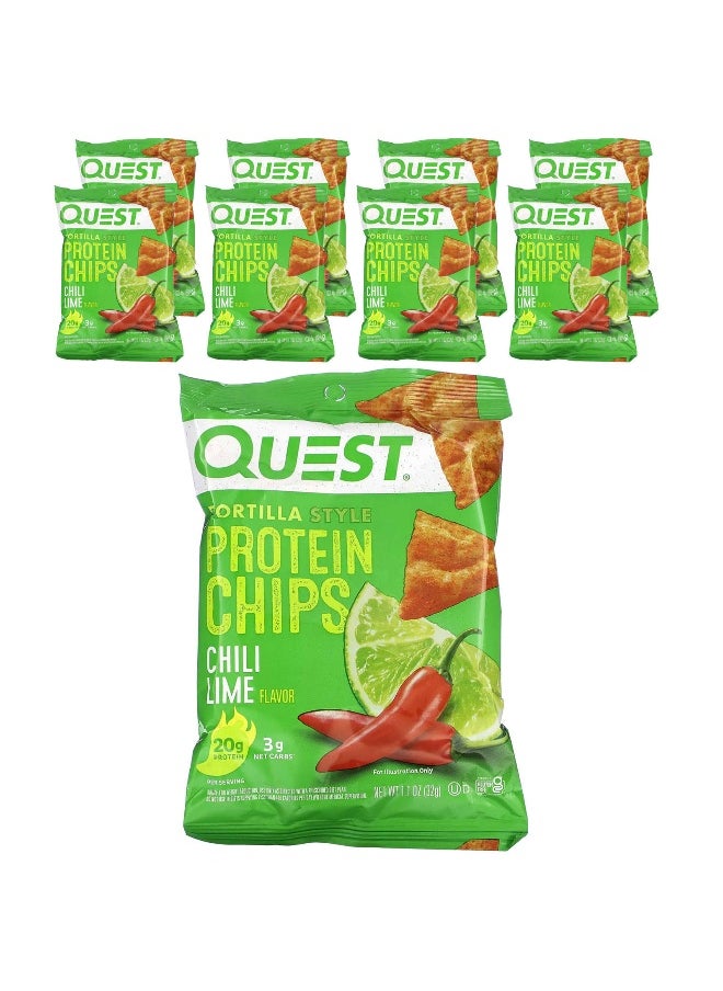 QUEST NUTRITION Quest Nutrition, Tortilla Style Protein Chips, Chili Lime, 8 Bags, 1.1 oz (32 g) Each 