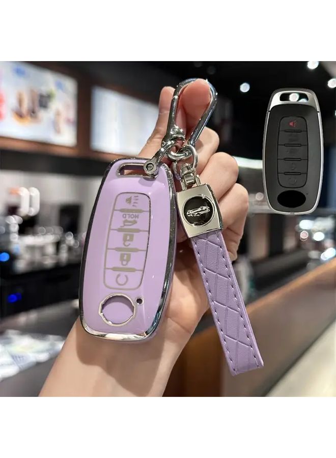 Black Quilted TPU Car Key Fob Cover with Keychain for Compatible SUV Models Durable Protection Easy Access to Trunk - Image 3