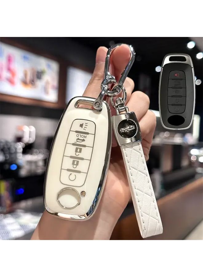 Black Quilted TPU Car Key Fob Cover with Keychain for Compatible SUV Models Durable Protection Easy Access to Trunk - Image 4