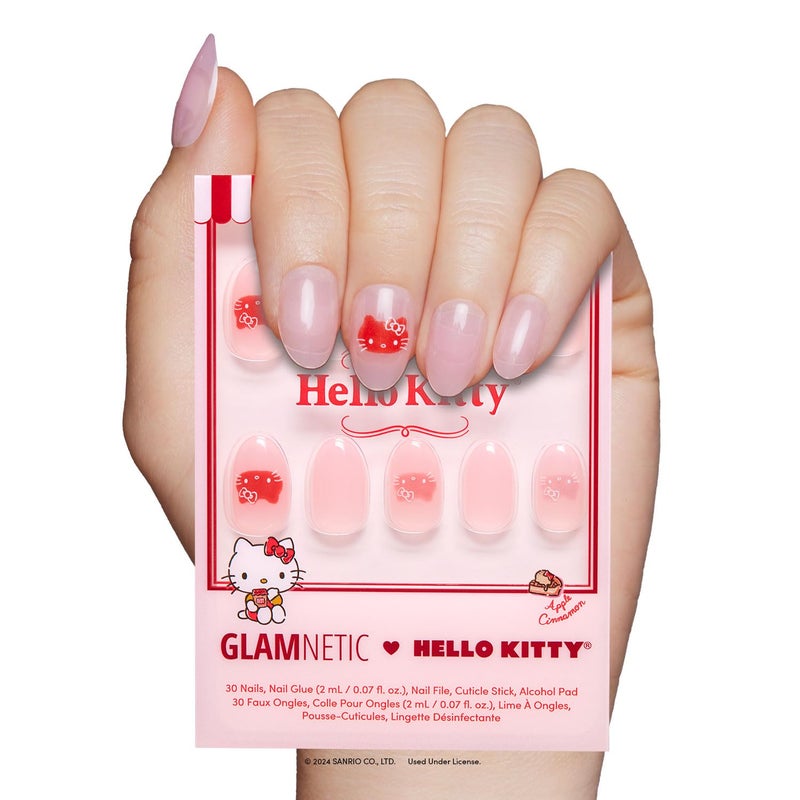 Glamnetic x Hello Kitty and Friends Press On Nails Hello Kitty Short Oval Red Graphic Fake Nails in a Velvet Finish 15 Sizes 30 Nail Kit with Glue - Image 2