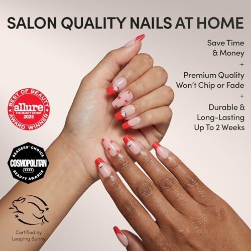 Glamnetic x Hello Kitty and Friends Press On Nails Hello Kitty Short Oval Red Graphic Fake Nails in a Velvet Finish 15 Sizes 30 Nail Kit with Glue - Image 3