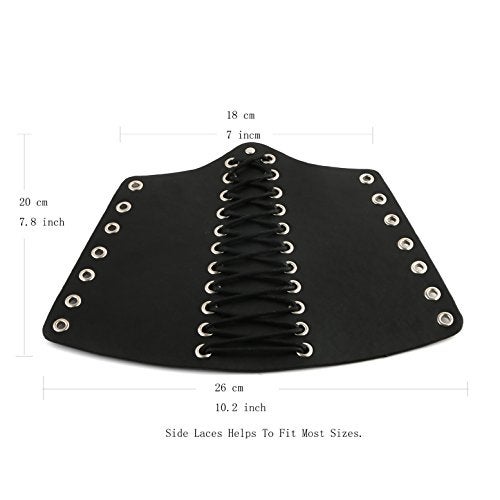 HZMAN 2 Pack Unisex Faux Back Leather Gauntlet Wristband Wide Bracer Arm Armor Cuff (Black 2Pcs) - Image 3