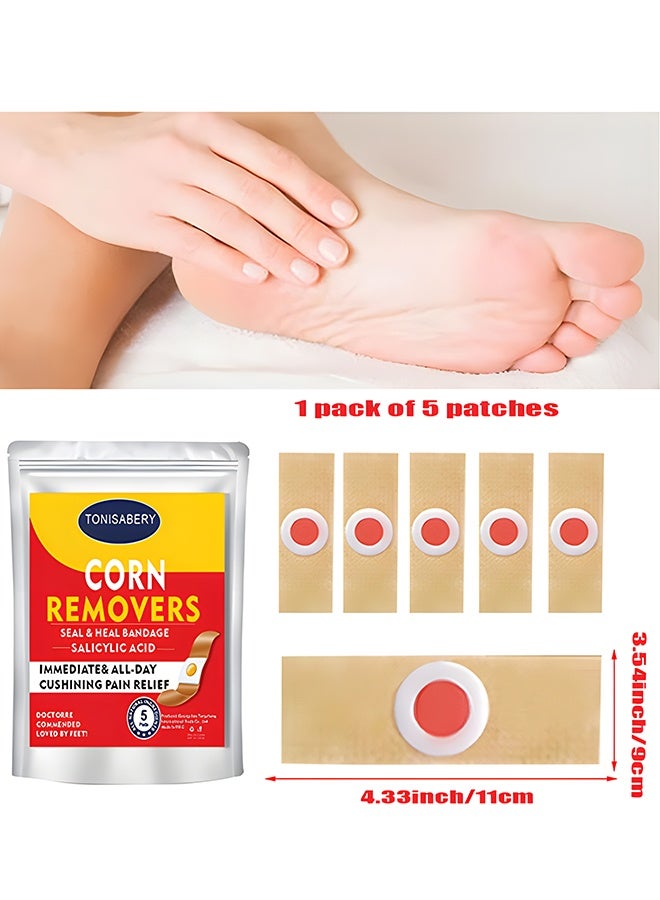 TONISABERY Corn Remover Pads (5 Pads), Wart Remover with Salicylic Acid, Foot Corn Removal Treatment for Toes, Feet, Hands, Calluses  Hard Skin, Immediate  All-Day Cushioning Pain Relief - Image 2