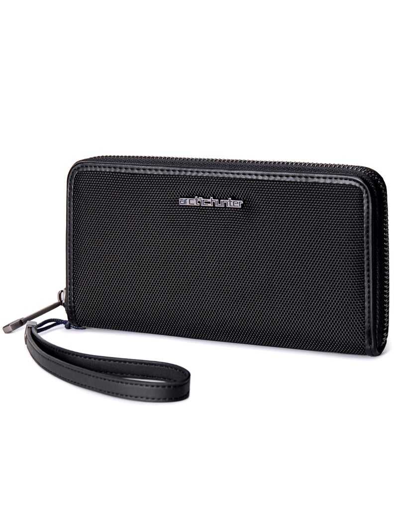 ARCTIC HUNTER Unisex Long Wallet Durable Water-Resistant Polyester Passport Holder Hand Purse for Men and Women in Daily Use, QB0011, Black - Image 1