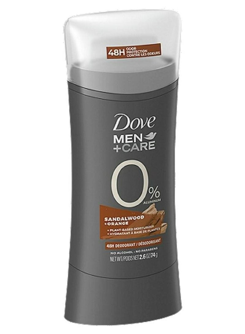 Dove Men+Care 0% AluminumDeodorant Stick Sandalwood & Orange  for 48 Hour 74g - Image 1