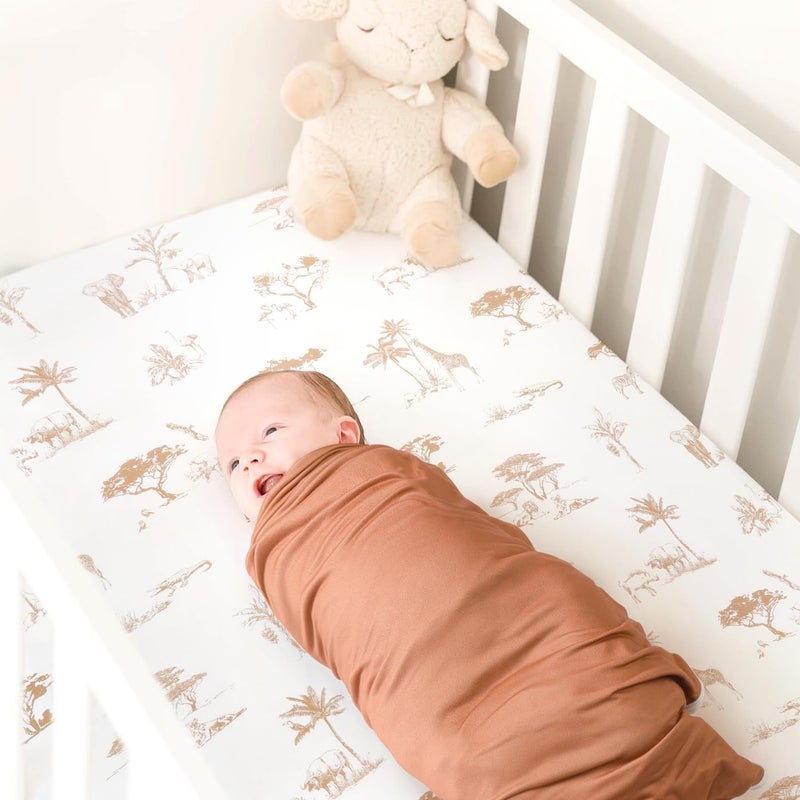 GRSSDER Baby Blankets Super Soft Stretchy Jersey Knit Swaddle Blanket for Baby Girls, Stylish Double Layer Receiving Blankets 34 x 44 Extra Large for Swaddling, Elk Animals - Image 4