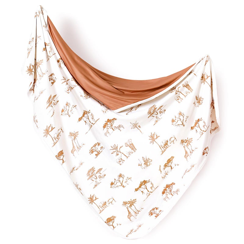 GRSSDER Baby Blankets Super Soft Stretchy Jersey Knit Swaddle Blanket for Baby Girls, Stylish Double Layer Receiving Blankets 34 x 44 Extra Large for Swaddling, Elk Animals - Image 1