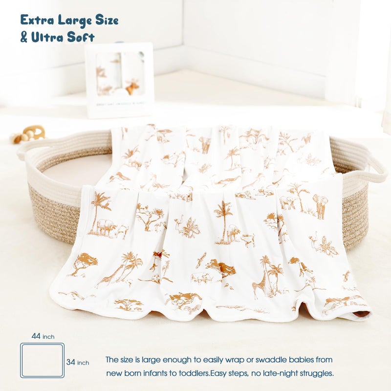 GRSSDER Baby Blankets Super Soft Stretchy Jersey Knit Swaddle Blanket for Baby Girls, Stylish Double Layer Receiving Blankets 34 x 44 Extra Large for Swaddling, Elk Animals - Image 2