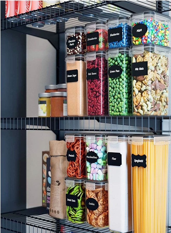 C&C Home Pack of 14 Air Tight Lid Food Storage Container Space Saving Plastic Cereal Keeper Boxes  - Image 4