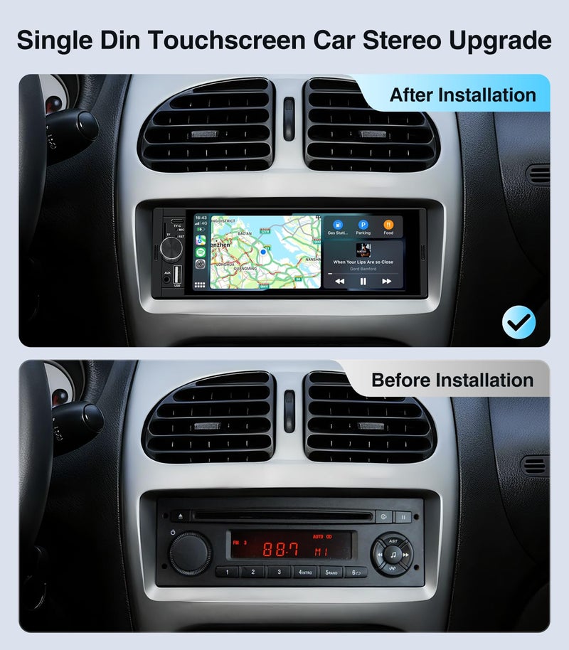 AINAVI 6.36 Inch Single Din Touchscreen Car Stereo Carplay Android Auto SWC/FM/Bluetooth - Image 5