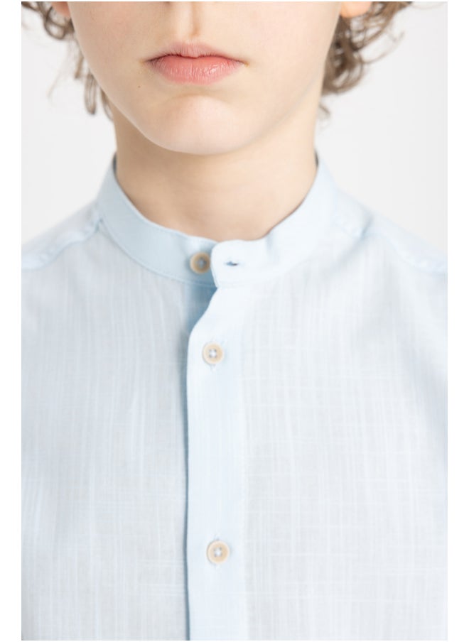 DeFacto - Boy Regular Fit Stand- Up Collar Woven Long Sleeve Shirt - Image 1