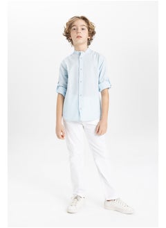 DeFacto Boy Regular Fit Stand- Up Collar Woven Long Sleeve Shirt  - Image 2