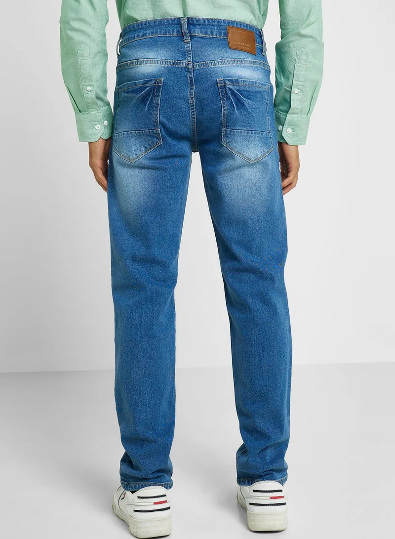 Thomas Scott Thomas Scott Men Smart Clean Look Heavy Fade Cotton Jeans