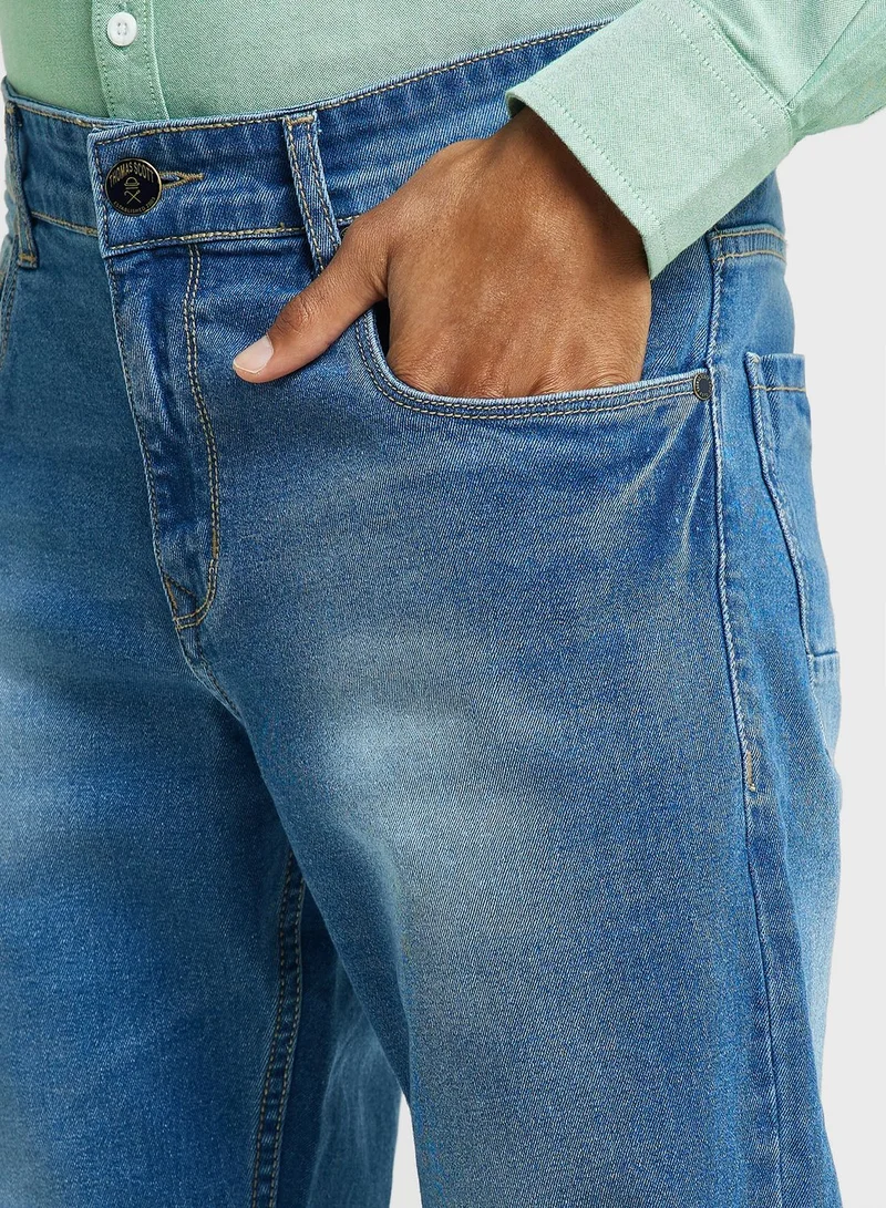Thomas Scott Thomas Scott Men Smart Clean Look Heavy Fade Cotton Jeans