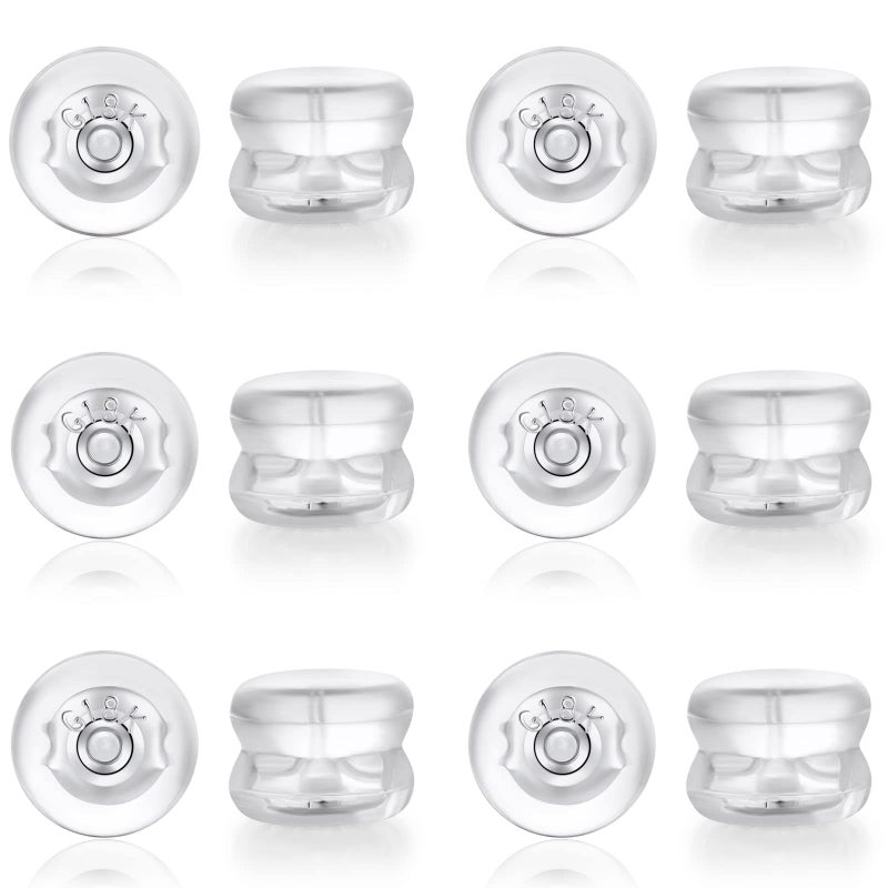 Kerryjewl 12PCS 18K Earring Backs for Studs Silicone Replacements NonIrritating Hypoallergenic Earring Backs for Adults White