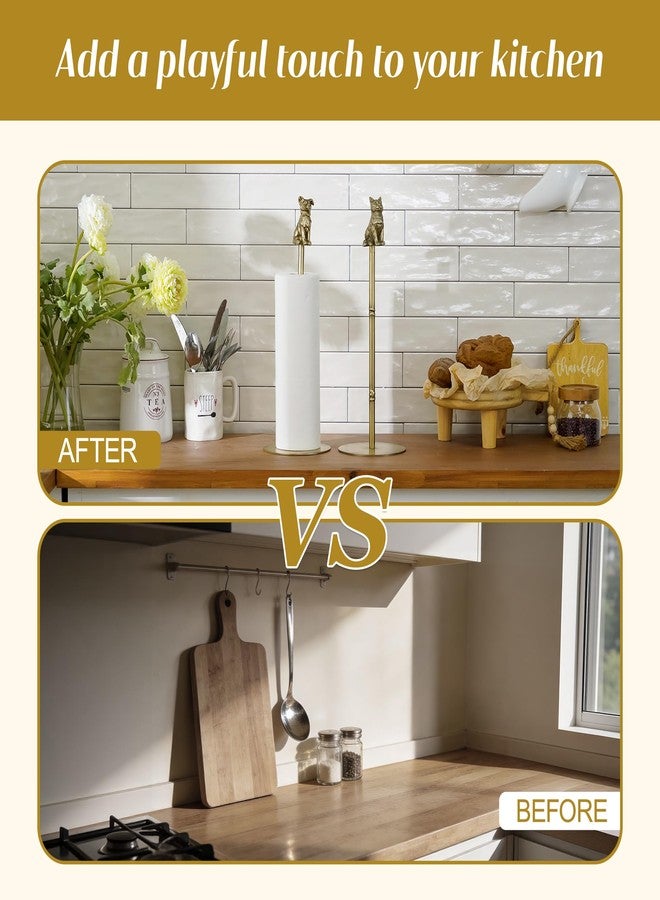 Synovana Golden Dog Paper Towel Holder – Enchanting Decorative Accent with Removable Figurine, Dog Tissue Towel Display Stand Paper Holder for Kitchen Countertop Home Decor - Image 3