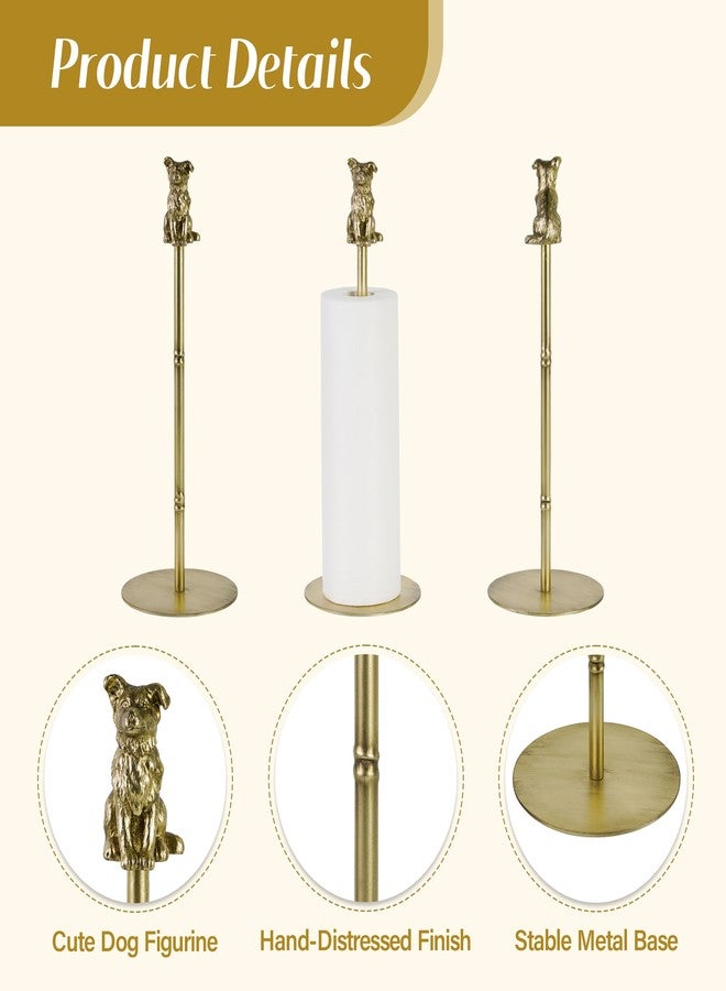 Synovana Golden Dog Paper Towel Holder – Enchanting Decorative Accent with Removable Figurine, Dog Tissue Towel Display Stand Paper Holder for Kitchen Countertop Home Decor - Image 2