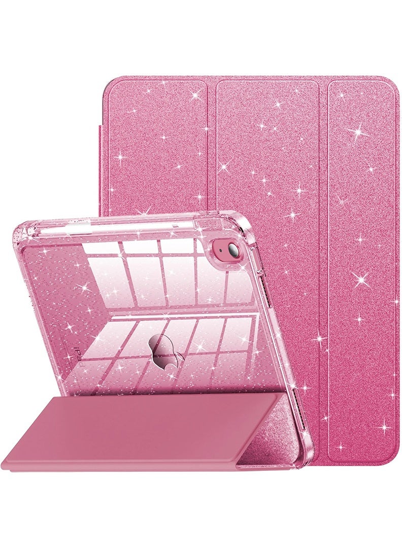 Theodor Glitter Case For iPad  Air 11 Inch (M4 2026/ M3 2025/ M2 2024) Glittering Sparkly Shockproof Cover with Shiny Clear Back Shell Slim Stand Cover- Glitter Pink
