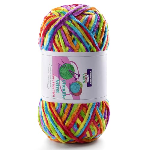 DAERBOF Plush Chunky Chenille Yarn Fluffy Velvet Yarn for Crocheting Soft Thick Bulky Yarn for Knitting and Making Clothes Hats Scarves Blankets Cushions35oz 1968yds Each Rainbow Color - Image 1