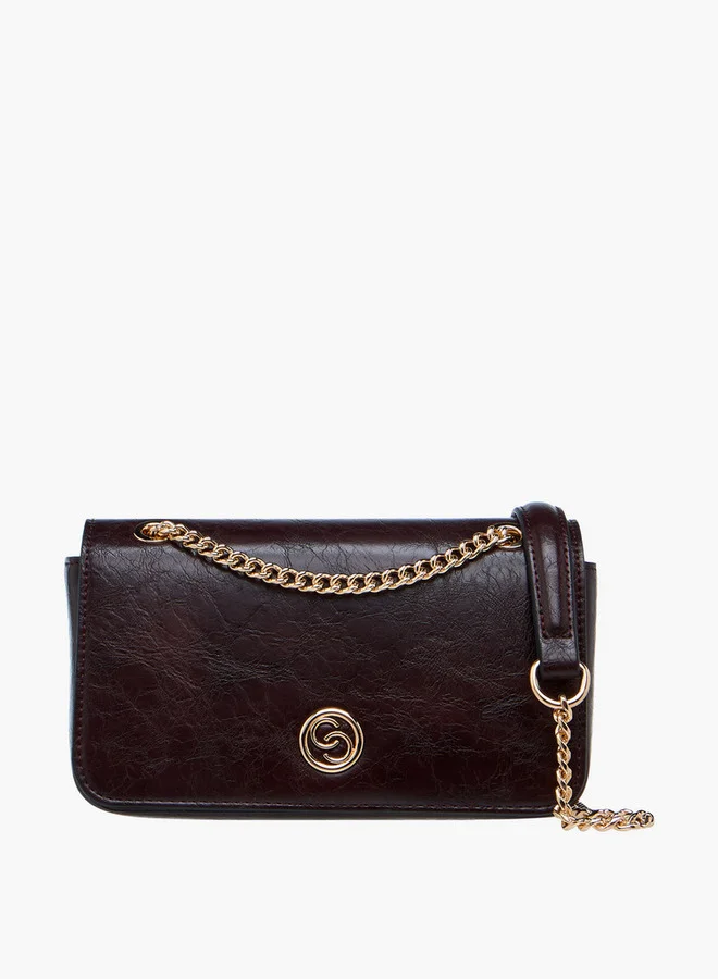 سيليست Textured Crossbody Bag with Chain Strap