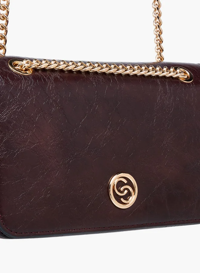 سيليست Textured Crossbody Bag with Chain Strap