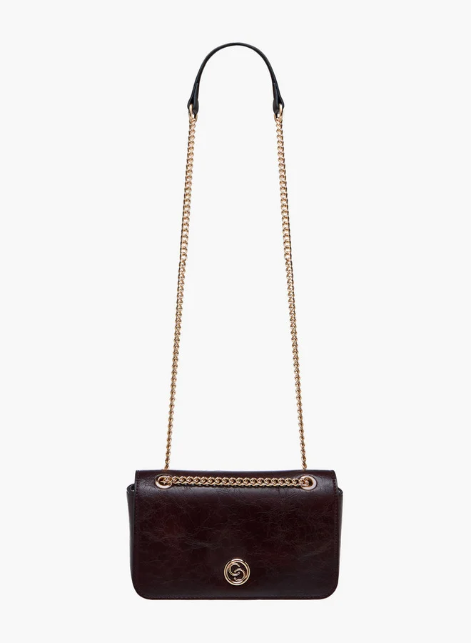 سيليست Textured Crossbody Bag with Chain Strap