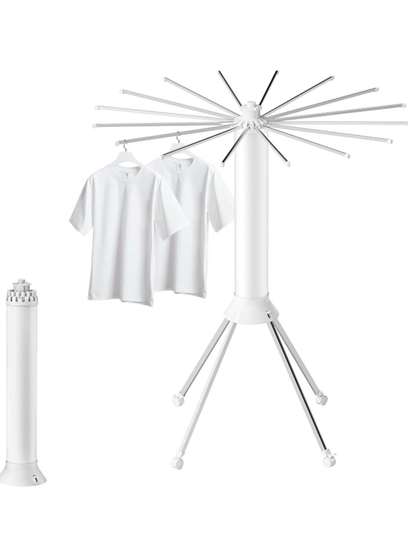 DubaiGallery Laundry Drying Rack, Octopus Cylinder, Portable, with Four Wheels and 16 Drying Rods, Space-Saving Drying Rack, Suitable for Balcony, Bedroom, Indoor - Image 1