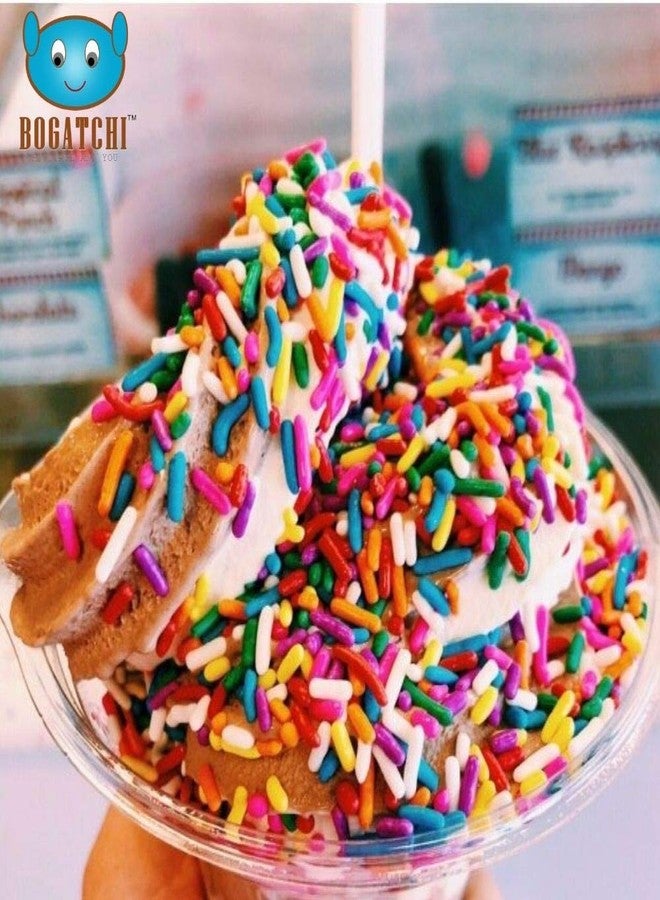 BOGATCHI Colorful Vermicelli Sprinkles, Colorful Sprinkles for Baking and Decoration, 5 Colorful Strands, Gluten Free and Vegan, 5 Colors Separately Packed, 250g with Free Measuring Spoon - Image 3