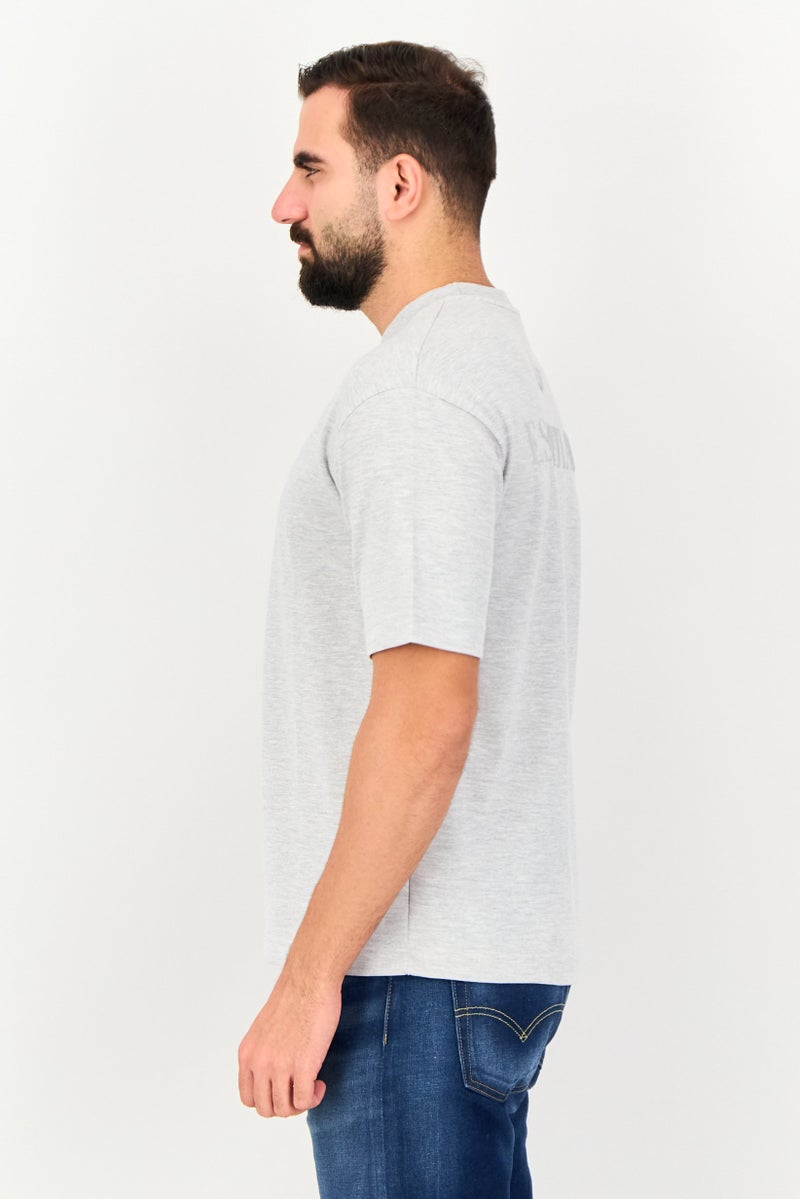 Blank Essentials Men Crew Neck Short Sleeve Brand Logo T-Shirt, Grey - Image 2