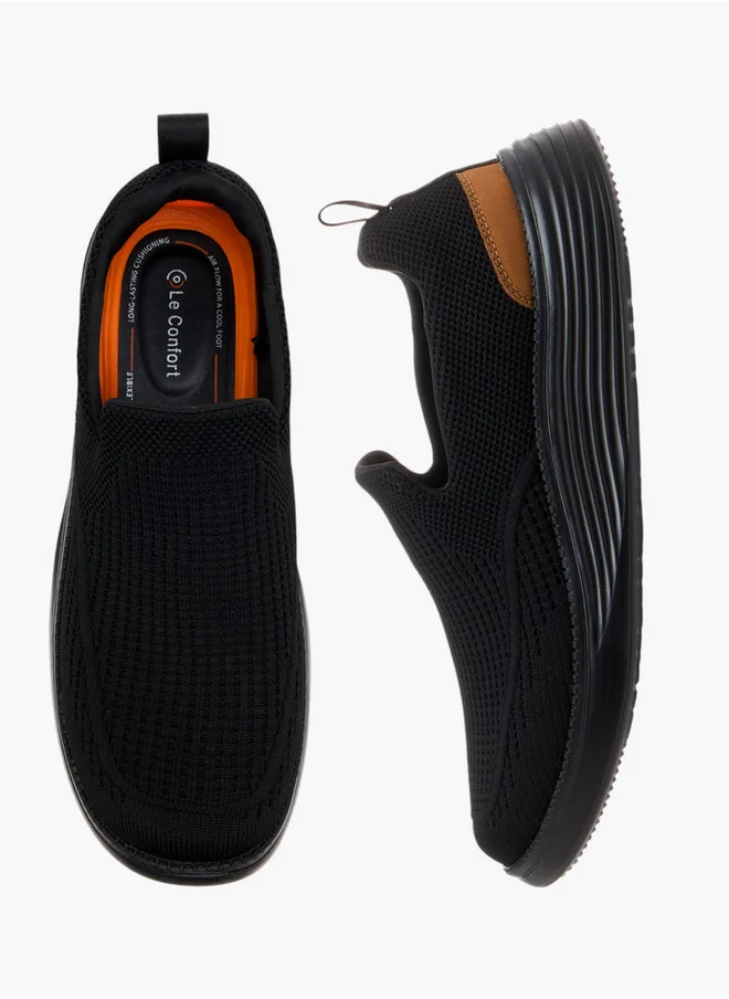 لو كونفورت Textured Slip-on Loafers with Pull Tab