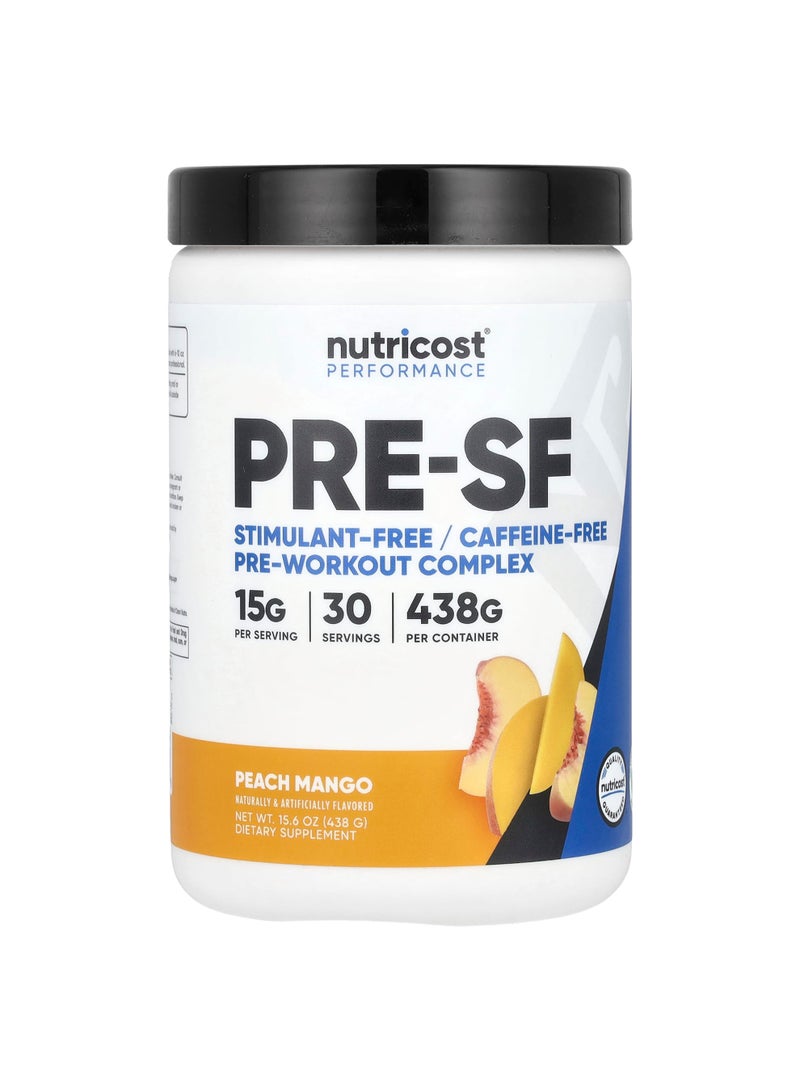 Nutricost Performance, Pre-SF, Stimulant-Free Pre-Workout Complex, Peach Mango, 15.6 oz (438 g)