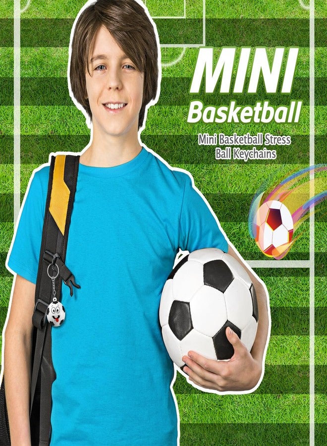 Arrowbash 30 Pcs Soccer Party Favors Sports Party Supplies for Boys Girls Funny Mini Face Stress Ball Keychains Cute Relief Balls for Soccer Lovers Team Prizes Anxiety Relief Sport Favors - Image 3