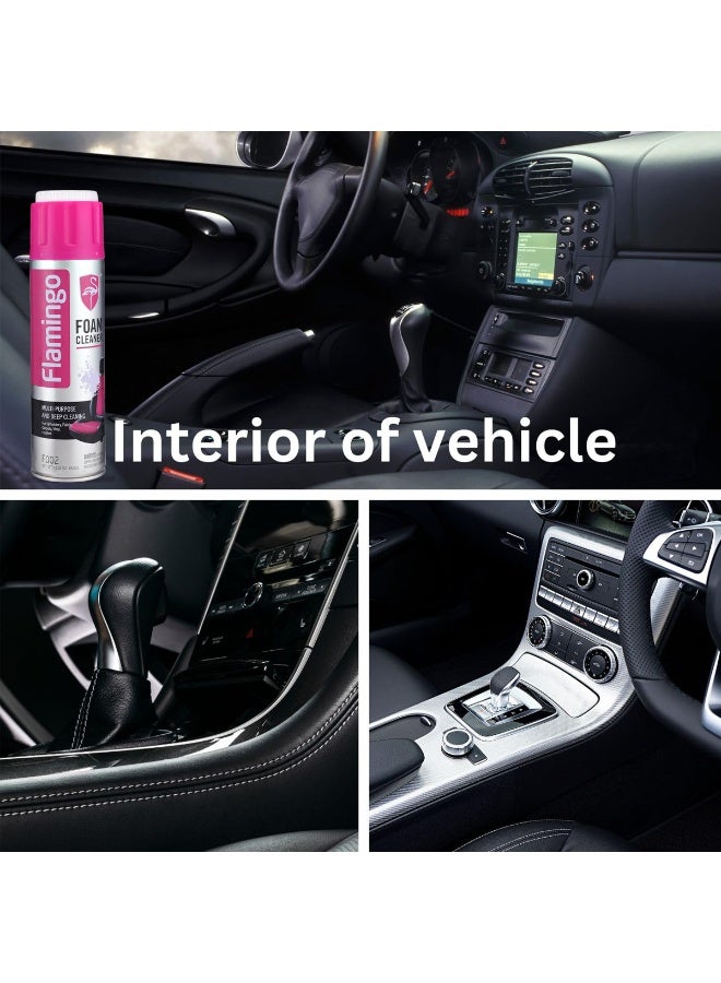 Flamingo Foam Cleaner F002 Multi-Purpose Deep Cleaning Spray for Car Interior Upholstery, Leather, Vinyl, Fabric, Carpets, Door Panels, Kitchen Stoves & Shoes - Restores Color & Removes Odor - 650mL (18.35 oz) Aerosol Can with Scrub Brush. - Image 5