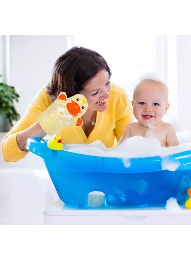 2 Pcs Baby Bath Gloves, Soft Cotton Animal Shaped Shower Mitts for Kids, Skin-Friendly and Quick Lathering Washcloths with Hanging Straps, Safe and Non-Fading Bath Towel for Toddlers and Infants - Image 3