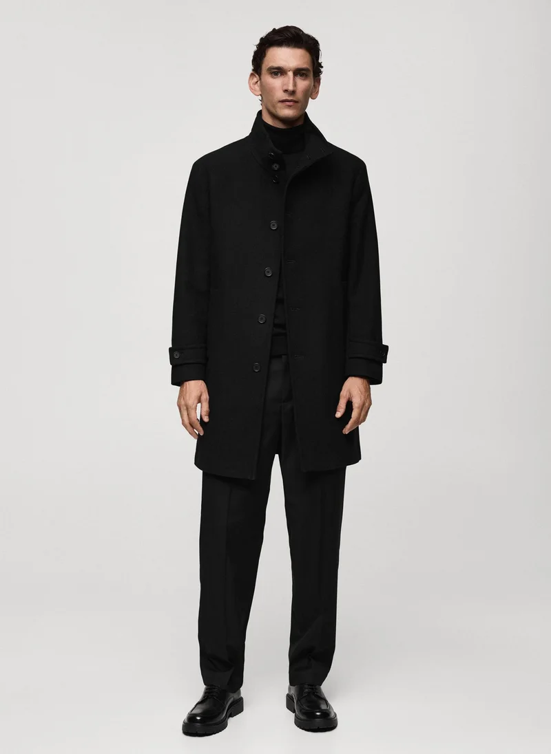 مانجو مان Coat Funnel2 Long Sleeve Button Down Coat